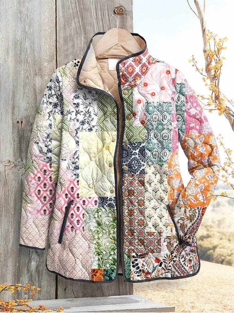 Ruby™ - Floral Print Casual Quilted Jacket for Women