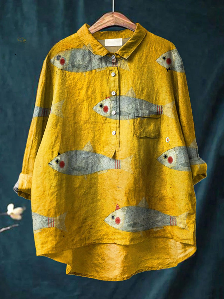 Marina™ - Whimsical Fish Pattern Shirt