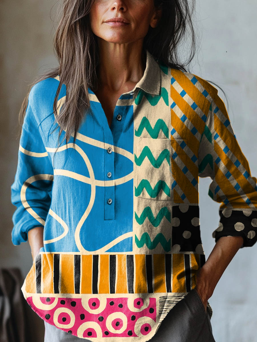 Mira™ - Vibrant Geometric Print Shirt