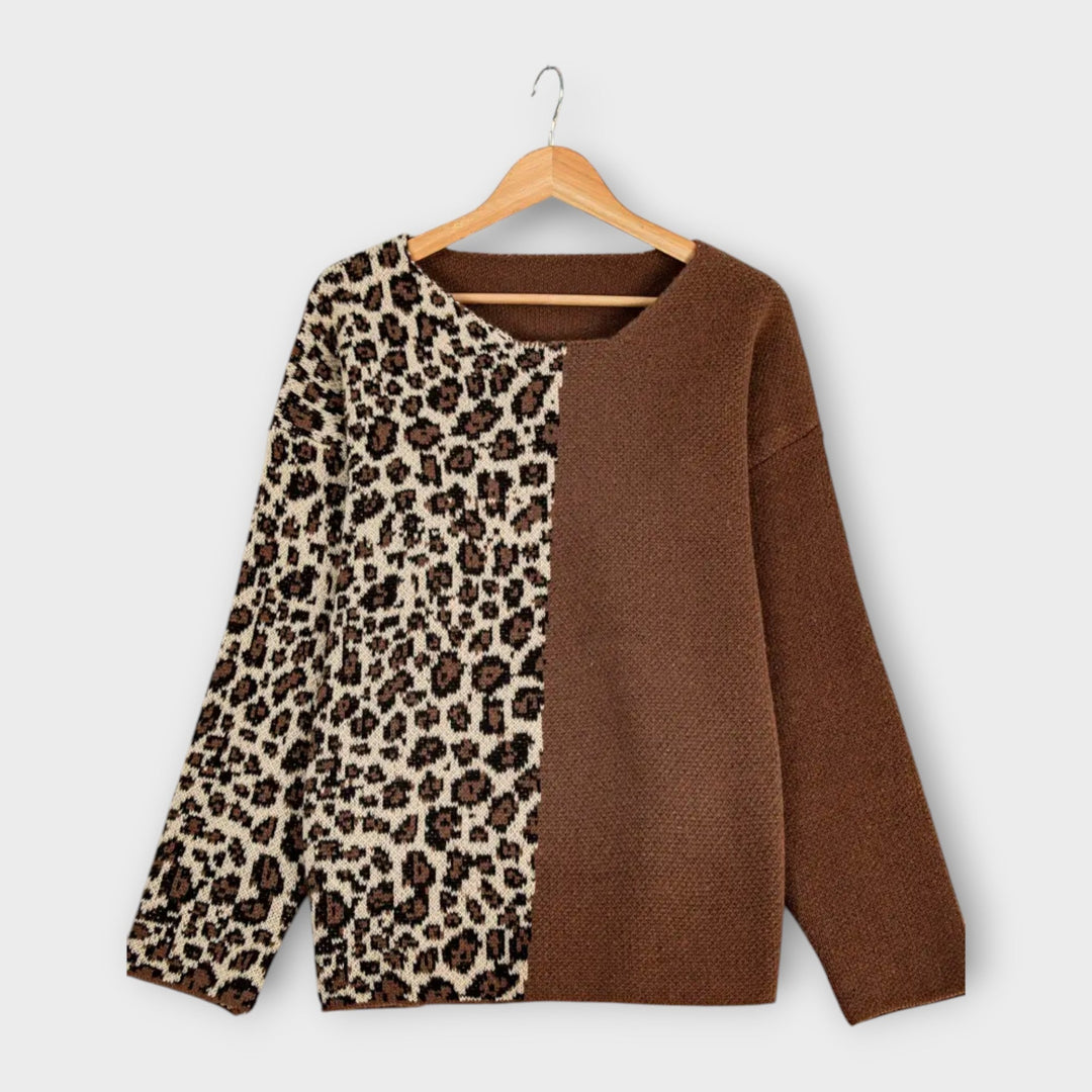 Marina™ - Casual Sweater with Leopard Print