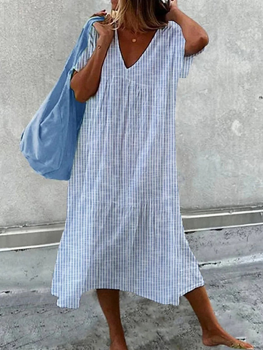 Monika™ - Striped Midi Dress with Chic Silhouette
