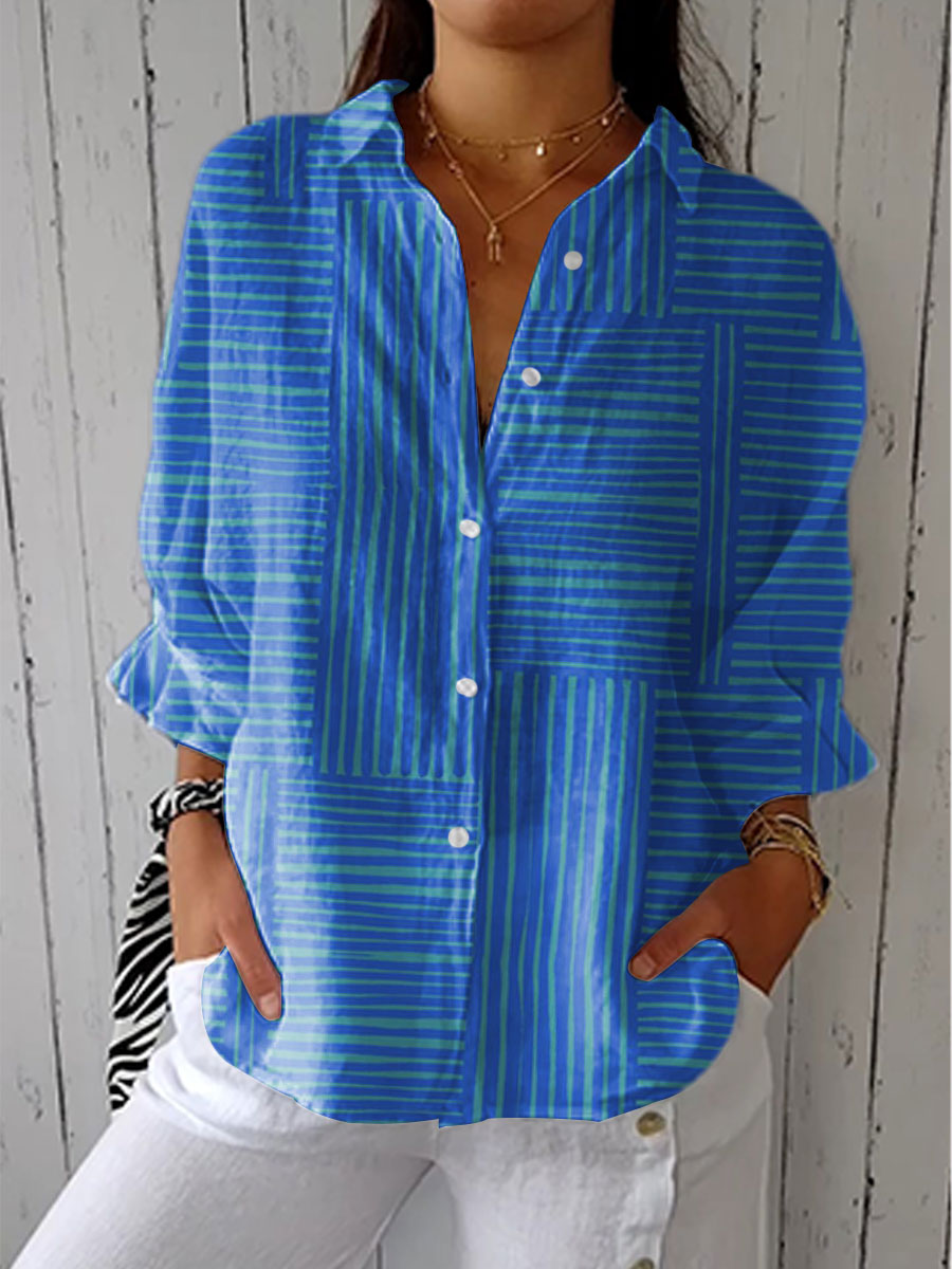 Claudia™ - Striped Blue Blouse