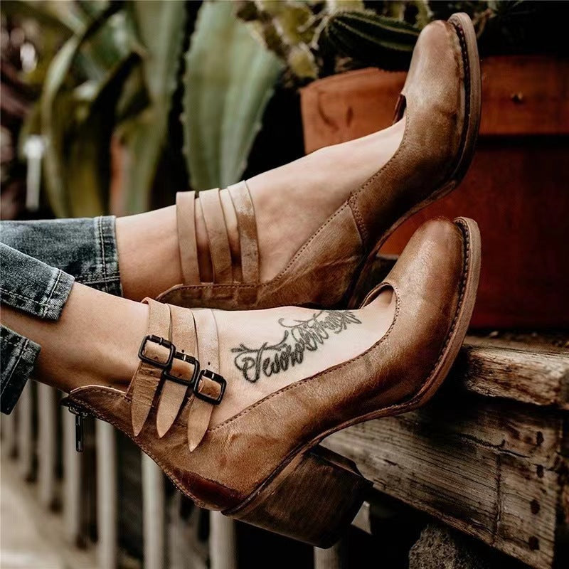 Evelyn™ - Timeless Vintage Leather Heels