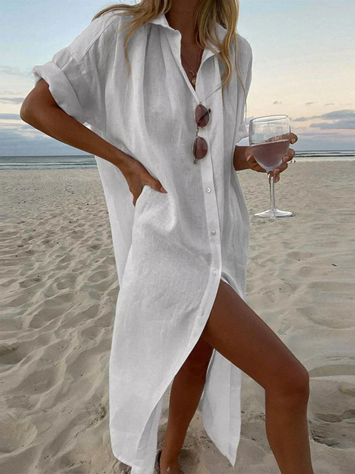 Patricia™ - Coastal Breeze Button-Up Dress