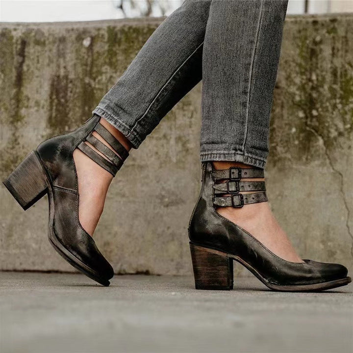 Evelyn™ - Timeless Vintage Leather Heels