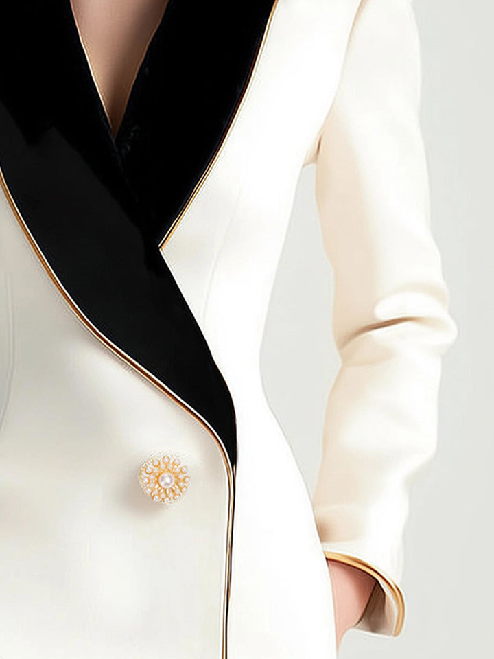 Ivy™ - Chic Asymmetrical Blazer with Contrasting Lapels