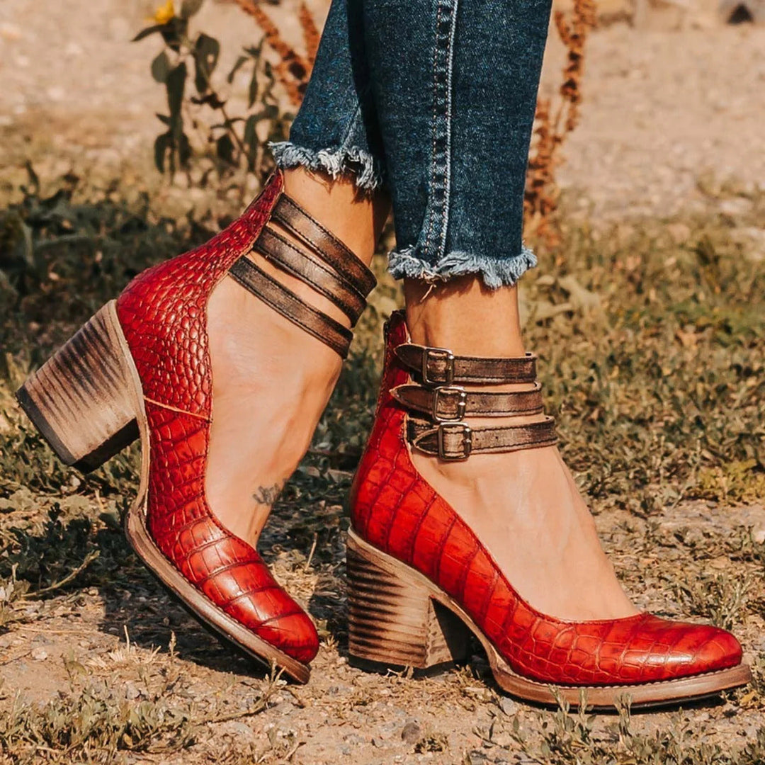 Evelyn™ - Timeless Vintage Leather Heels