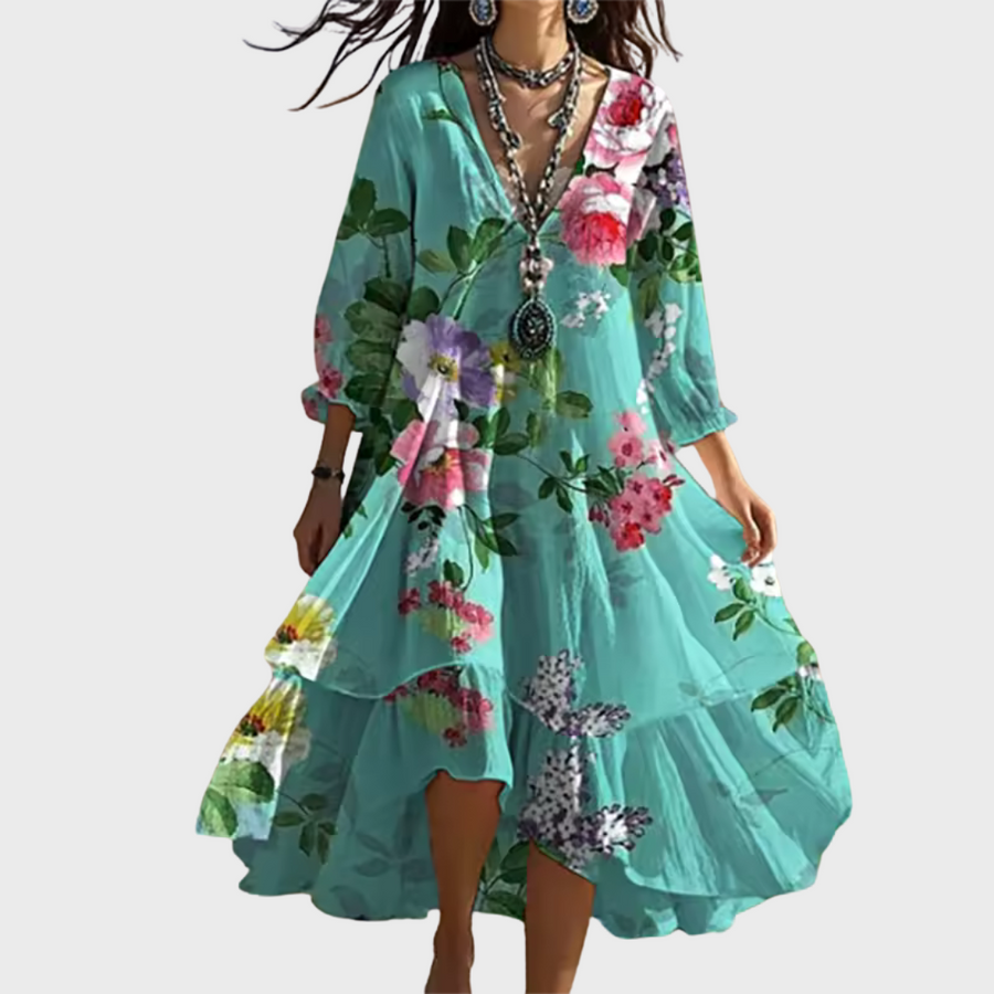Delilah™ - Elegant Floral Midi Dress