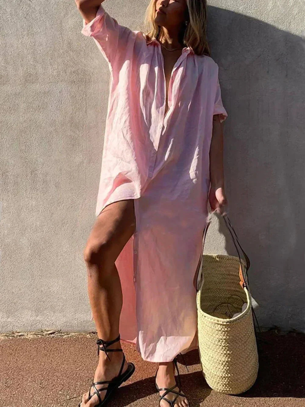 Patricia™ - Coastal Breeze Button-Up Dress