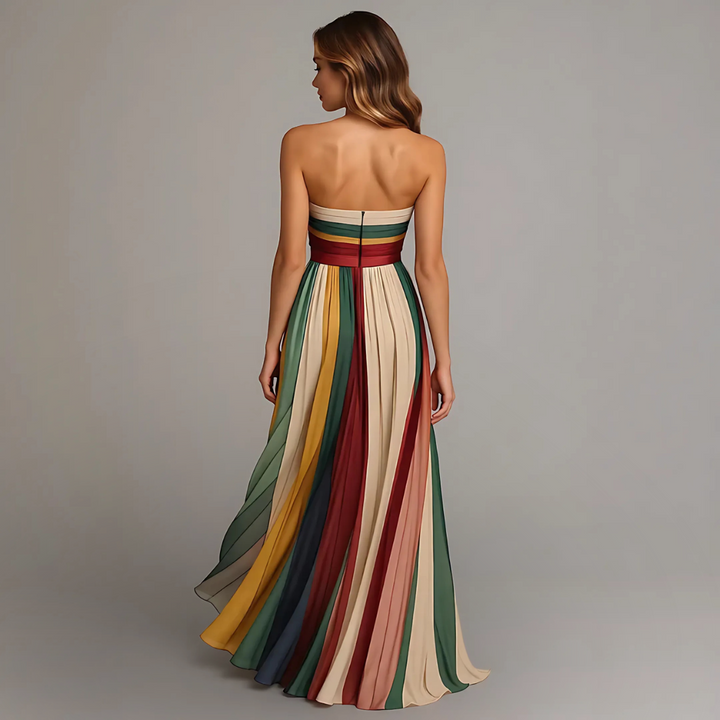 Deborah™ - Vibrant Strapless Pleated Maxi Dress