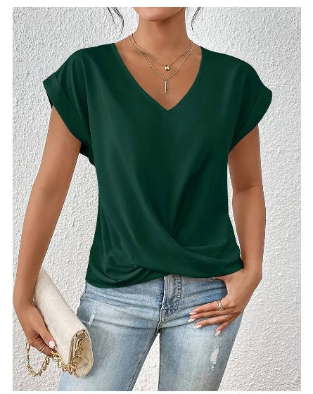 Celest - Relaxed V-Neck Casual Tee