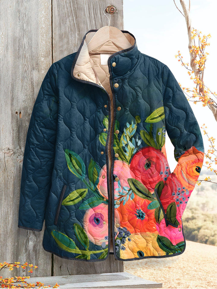 Brooklyn™ - Women's Quilted Jacket with Vintage Floral Print