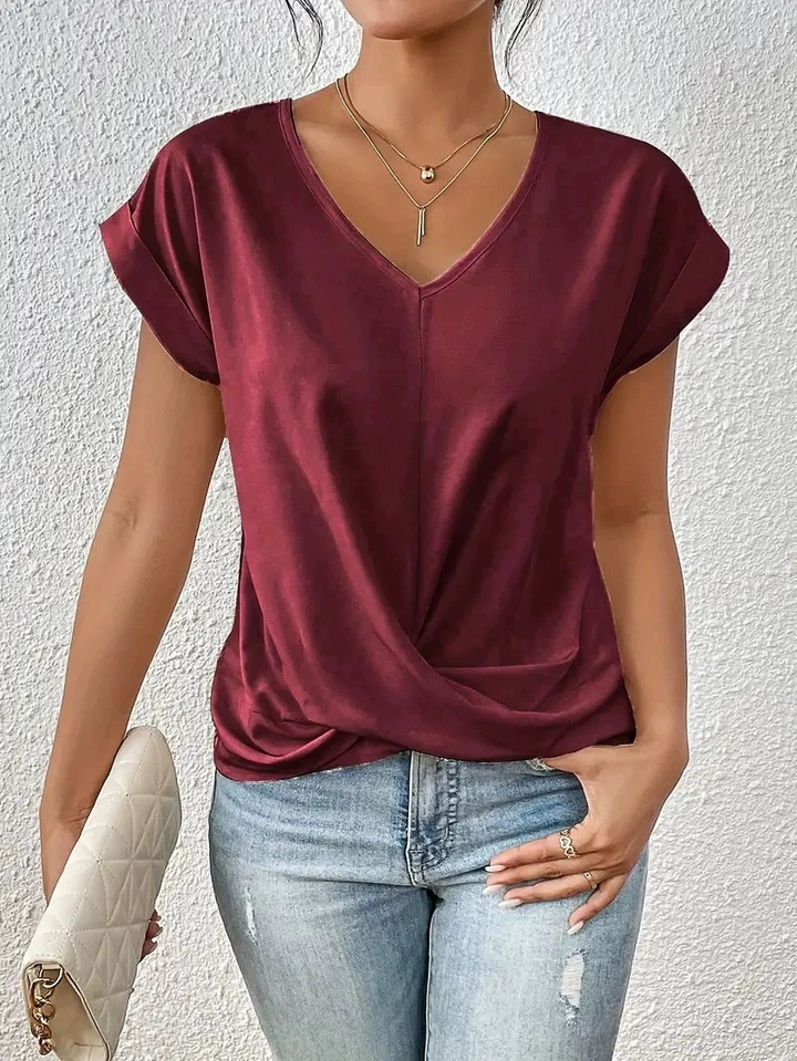 Celest - Relaxed V-Neck Casual Tee