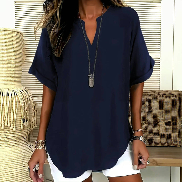 Evelyn™ - Chic Solid Blouse with Refined Elegance