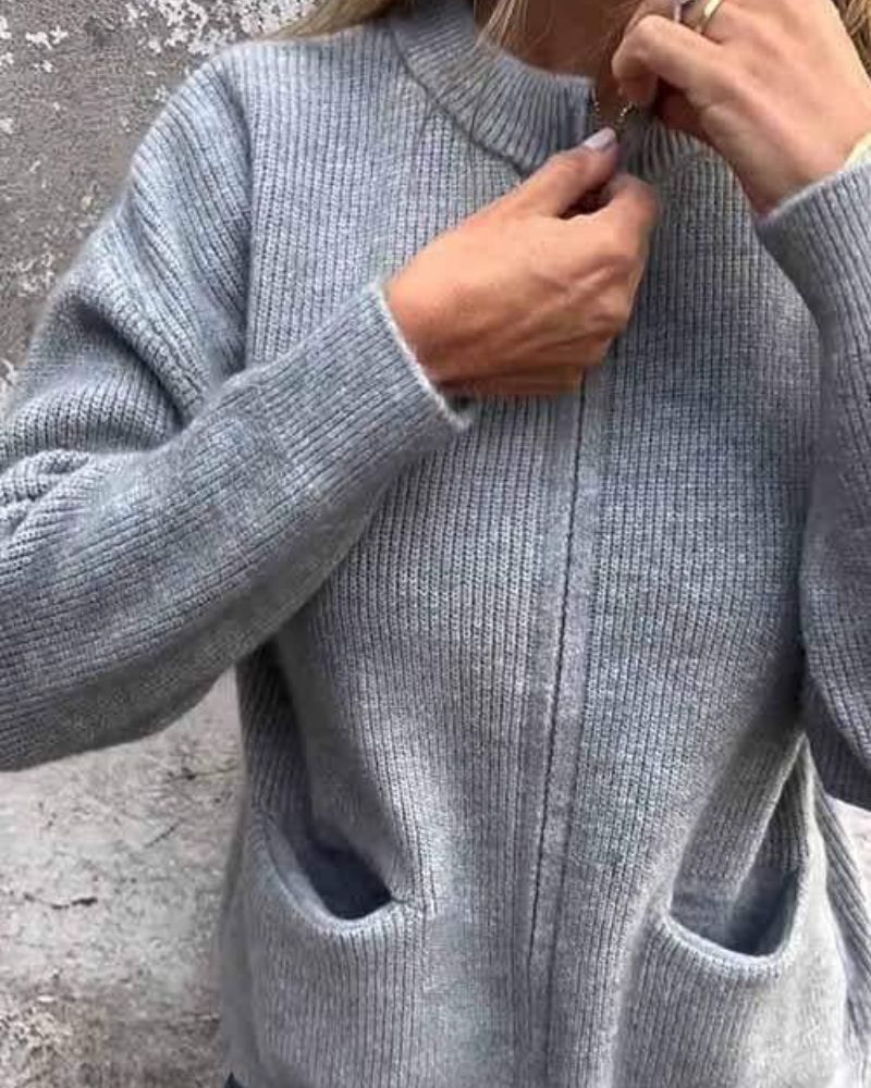 Noémie™ - Chic Cardigan with Zipper Accents
