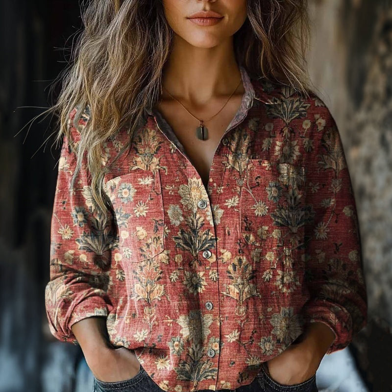 Emoria™ - Elegant Floral Pattern Blouse