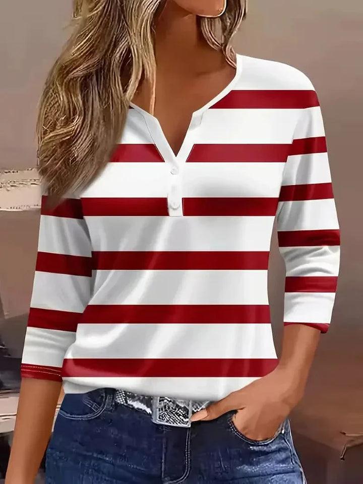 Amelia™ - Striped V-Neck Blouse