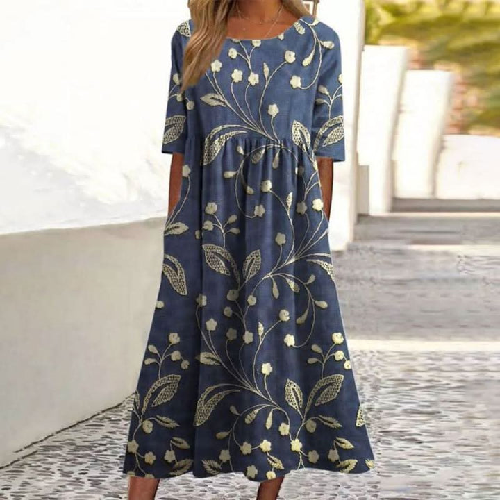 Wendy™ - Embroidered Midi Dress with a Relaxed Fit