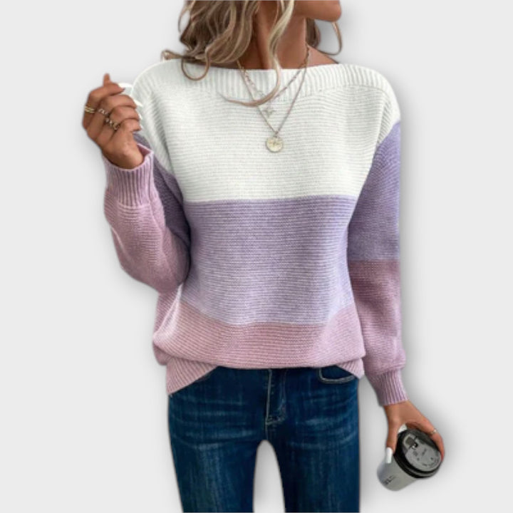 Clara™ - Chic Three-Tone Patchwork Sweater