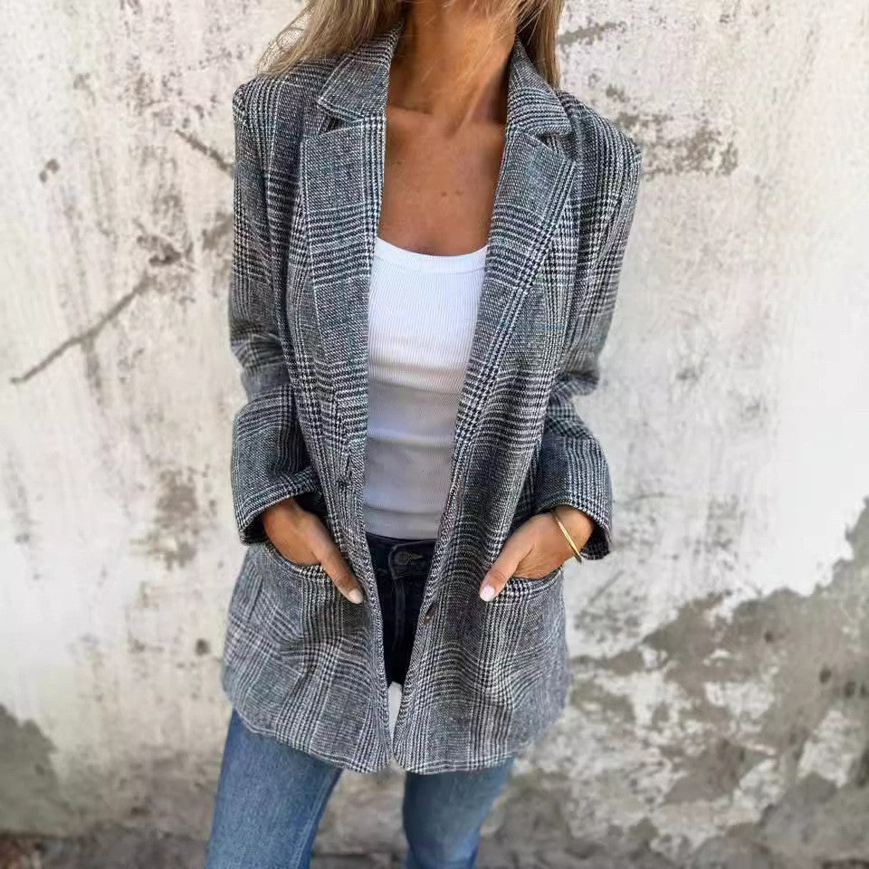 Brenda™ - Stylish Checkered Blazer