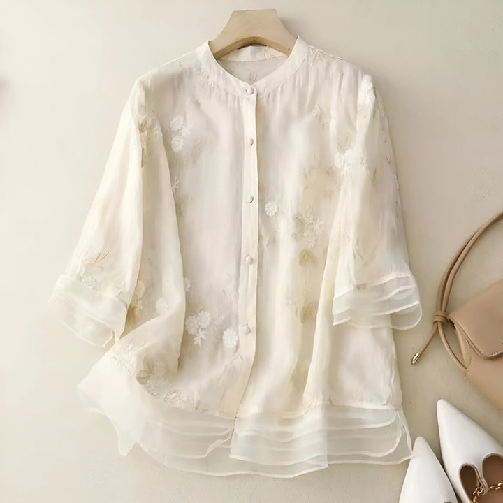 Celest™ - Embroidered Floral Cotton Blouse