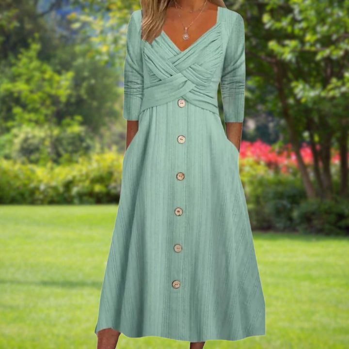 Erica™ - Chic Midi Dress with Tummy Control