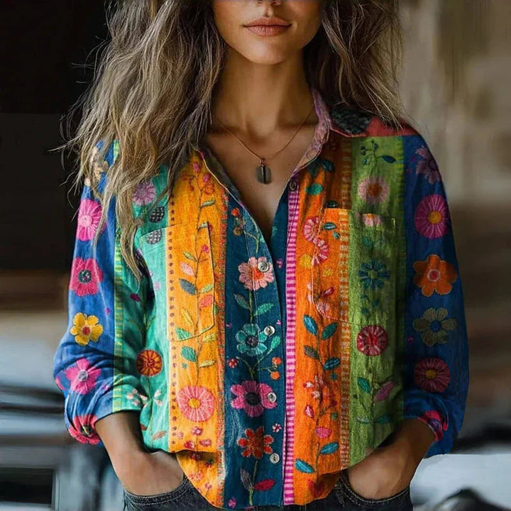 Monica™ - Retro Floral Spring Blouse