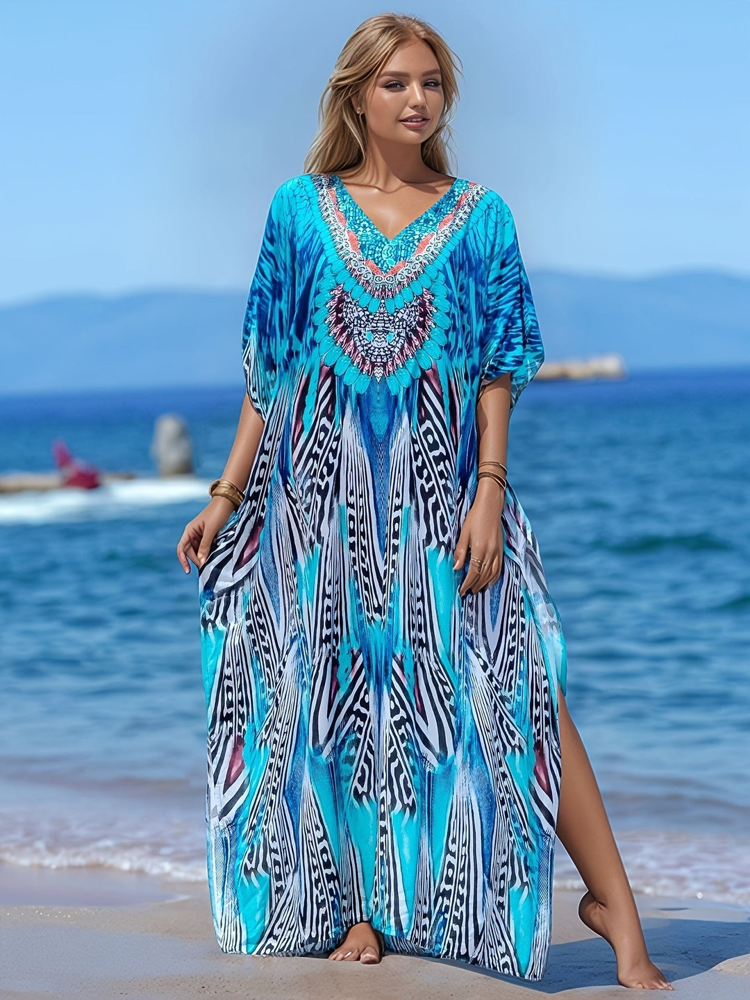 Viola™ - Coastal Breeze Kaftan Dress