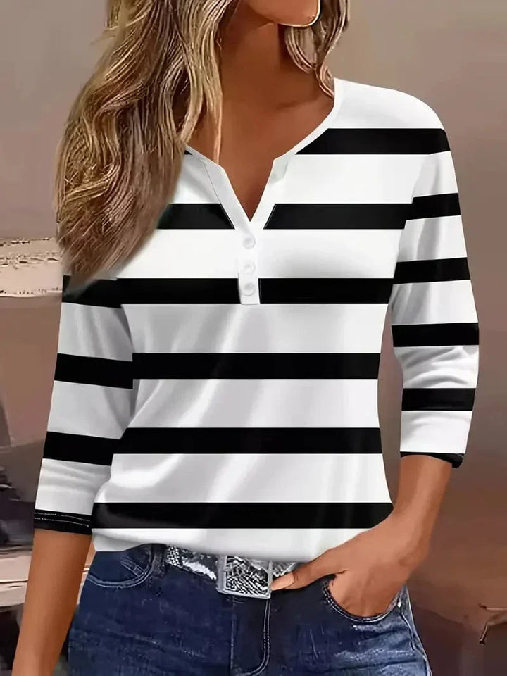 Amelia™ - Striped V-Neck Blouse
