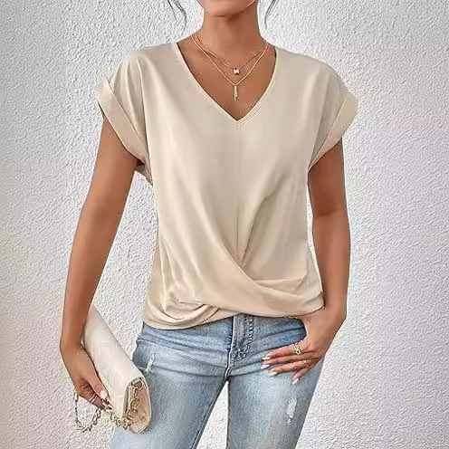 Celest - Relaxed V-Neck Casual Tee