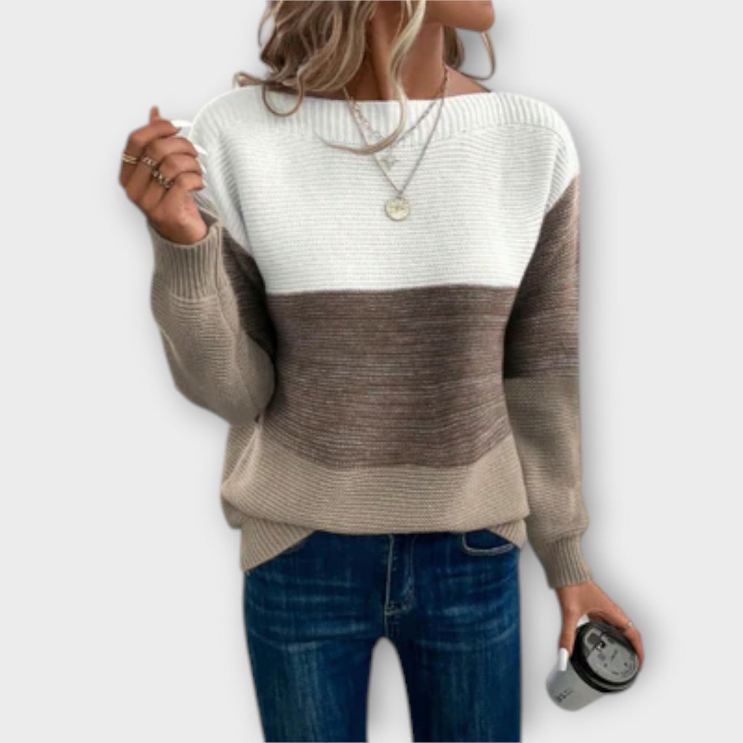 Clara™ - Chic Three-Tone Patchwork Sweater