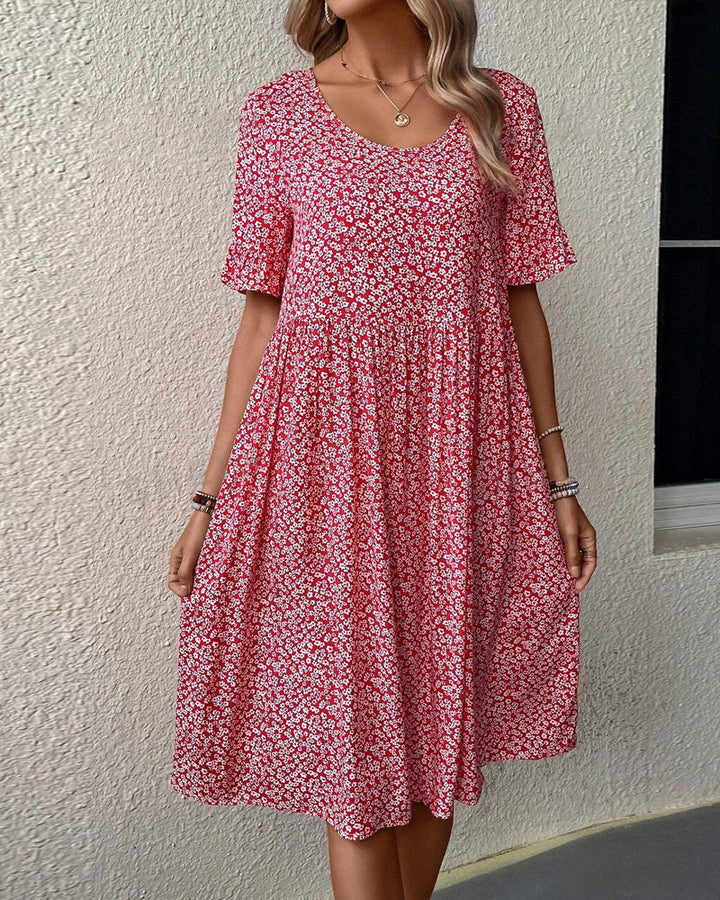 Lily™ - Midi Dress Featuring Elegant Floral Design