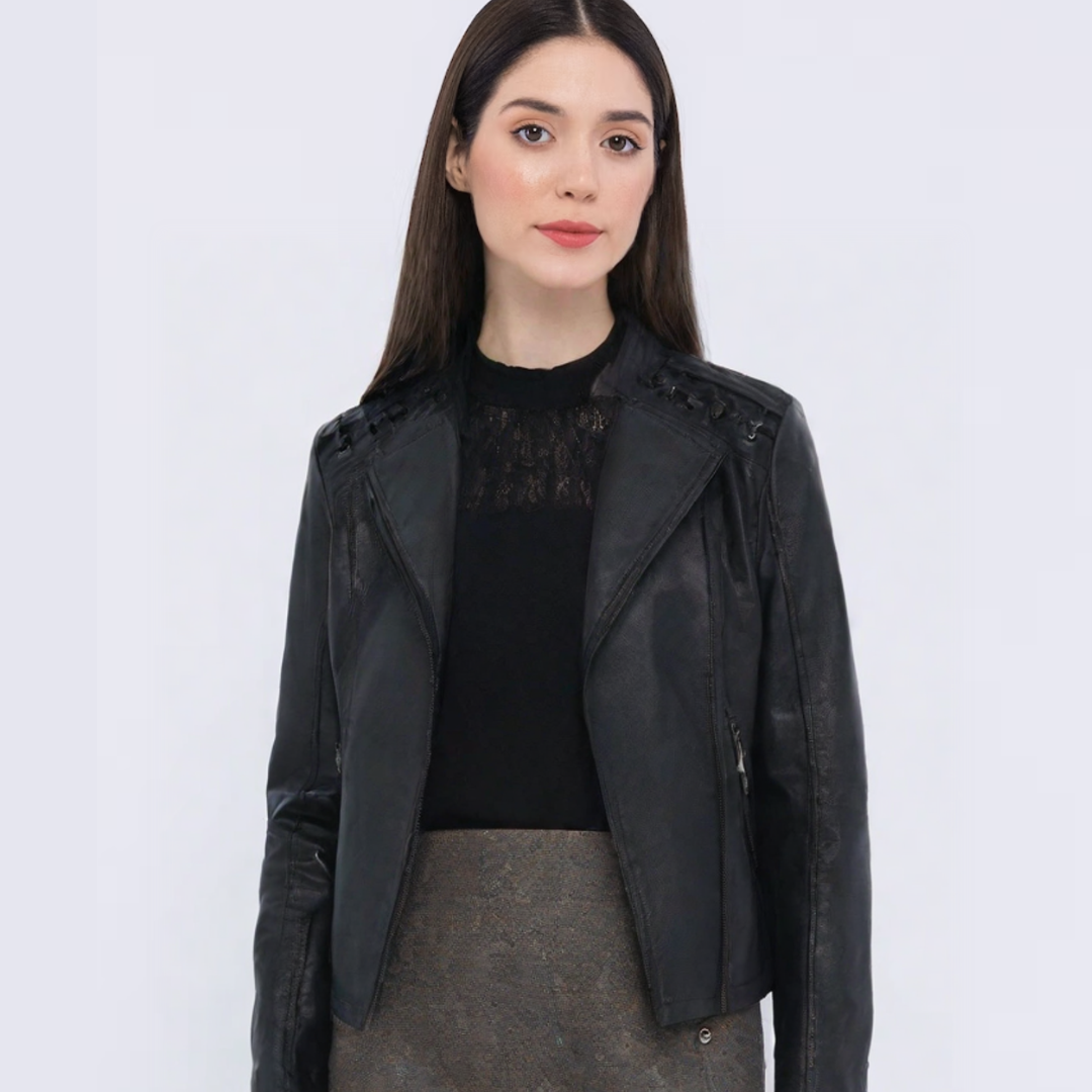 Lena™ - Women's Faux Leather Biker Jacket
