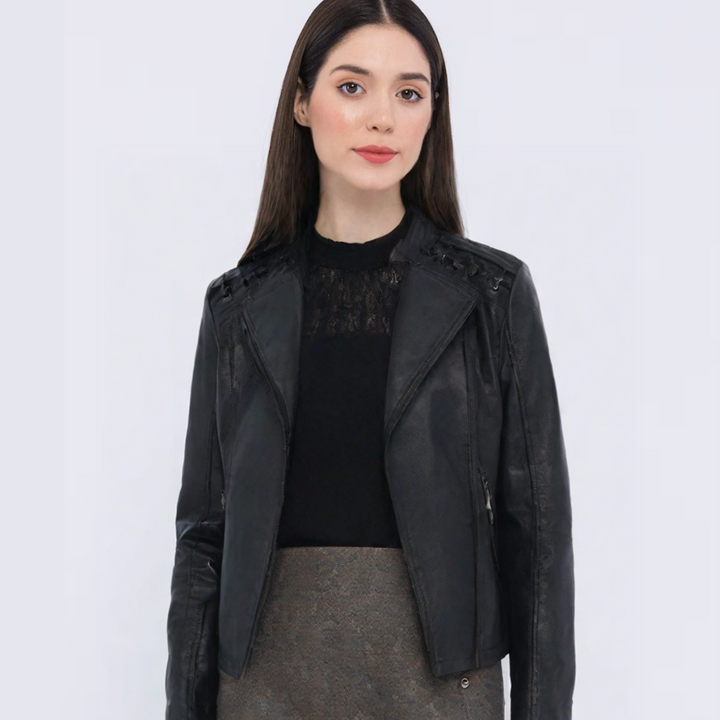 Lena™ - Women's Faux Leather Biker Jacket