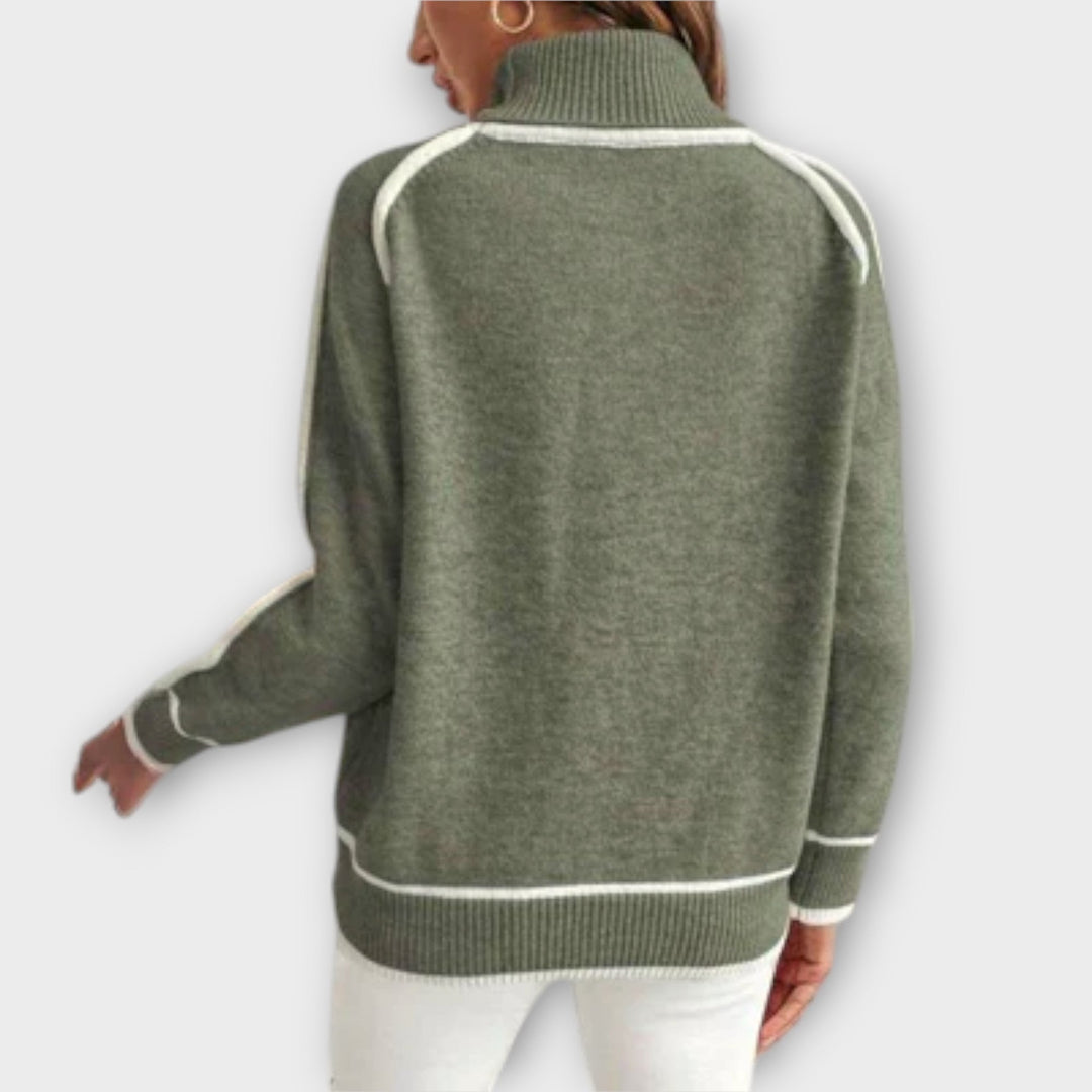 Christine™ - Luxurious Olive Green Knit Sweater