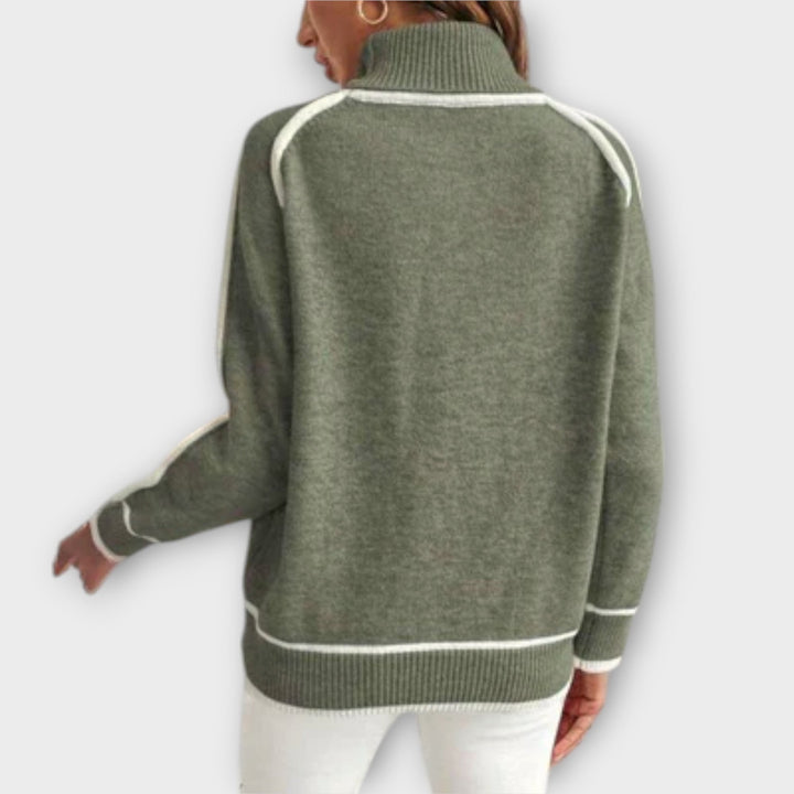 Christine™ - Luxurious Olive Green Knit Sweater