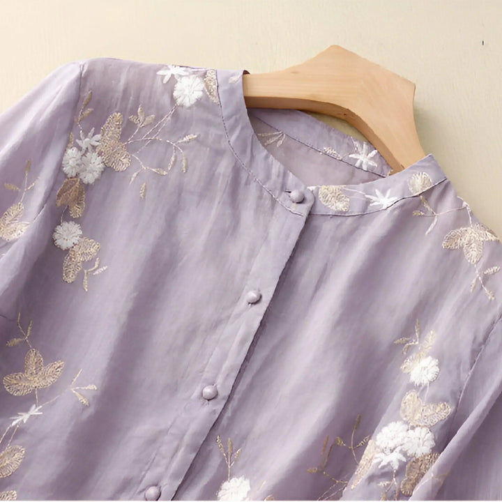 Celest™ - Embroidered Floral Cotton Blouse