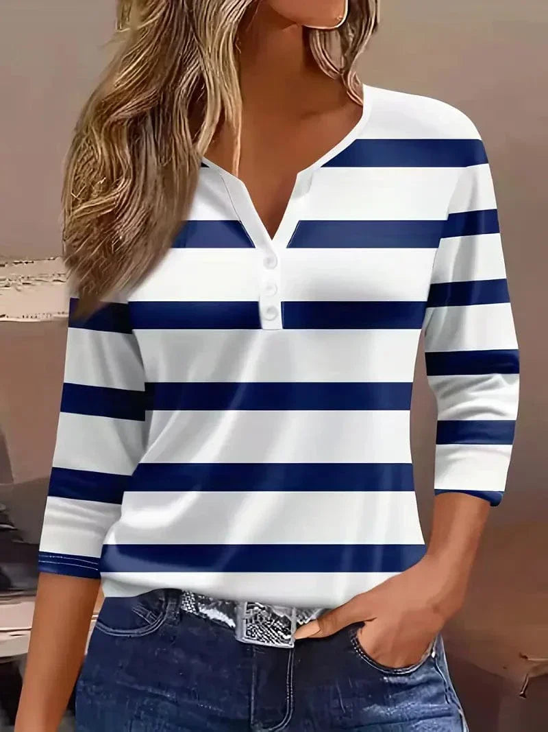 Amelia™ - Striped V-Neck Blouse