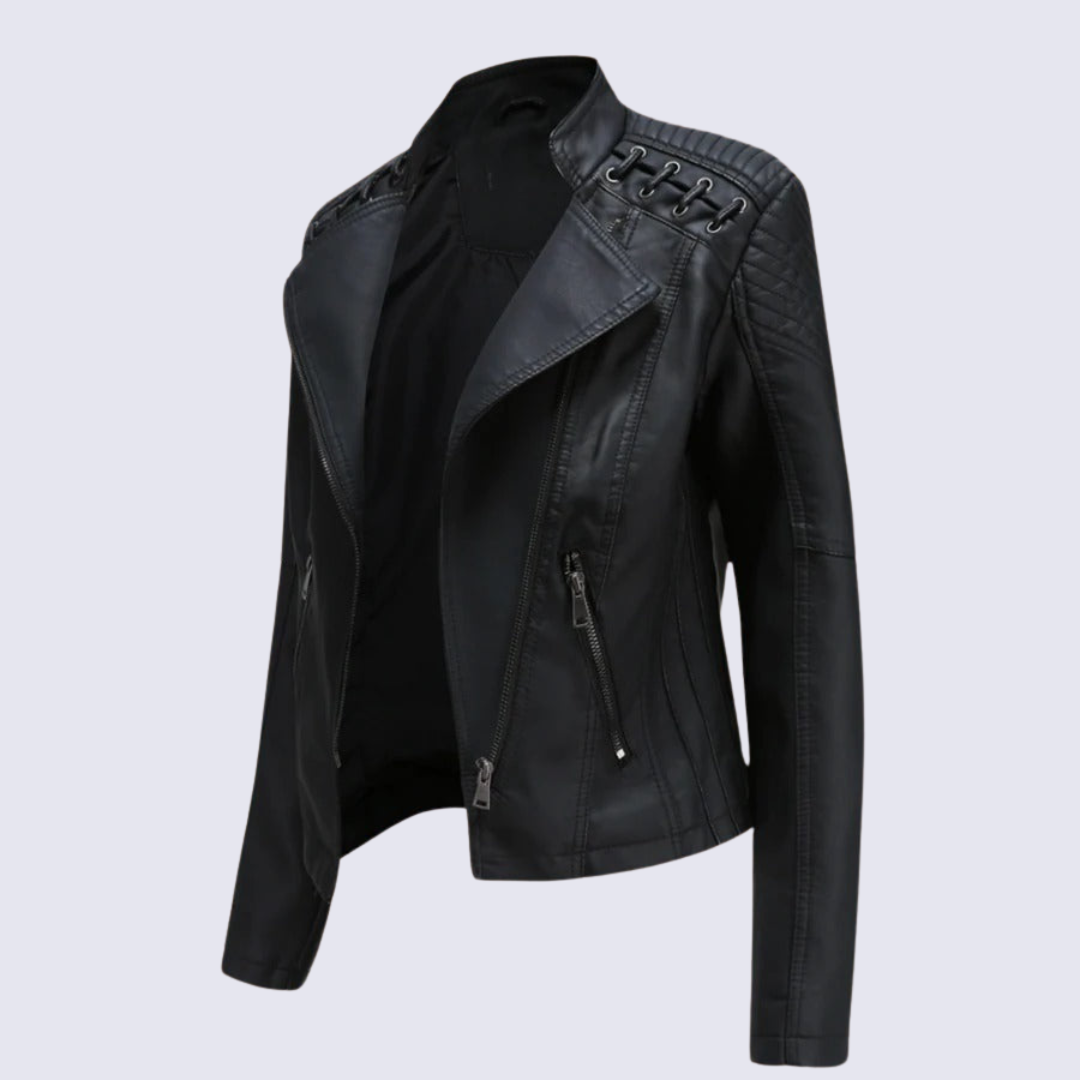 Lena™ - Women's Faux Leather Biker Jacket
