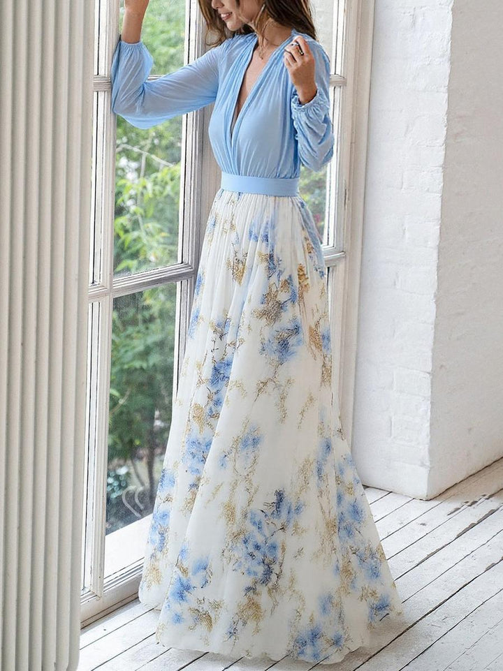 Madeline™ - Elegant Floral Chiffon Maxi Dress