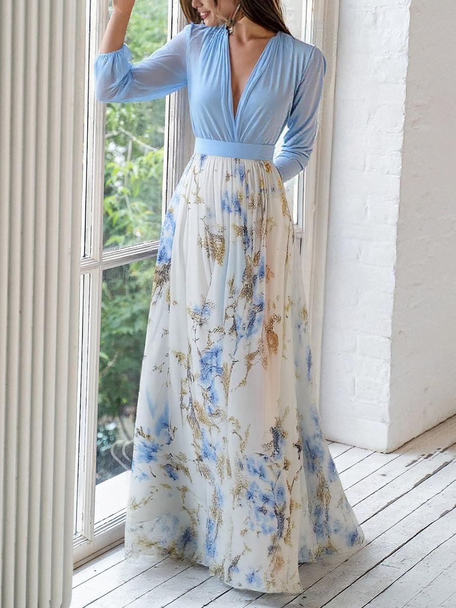 Madeline™ - Elegant Floral Chiffon Maxi Dress