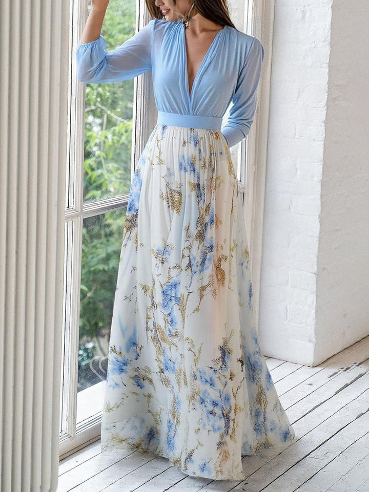 Madeline™ - Elegant Floral Chiffon Maxi Dress