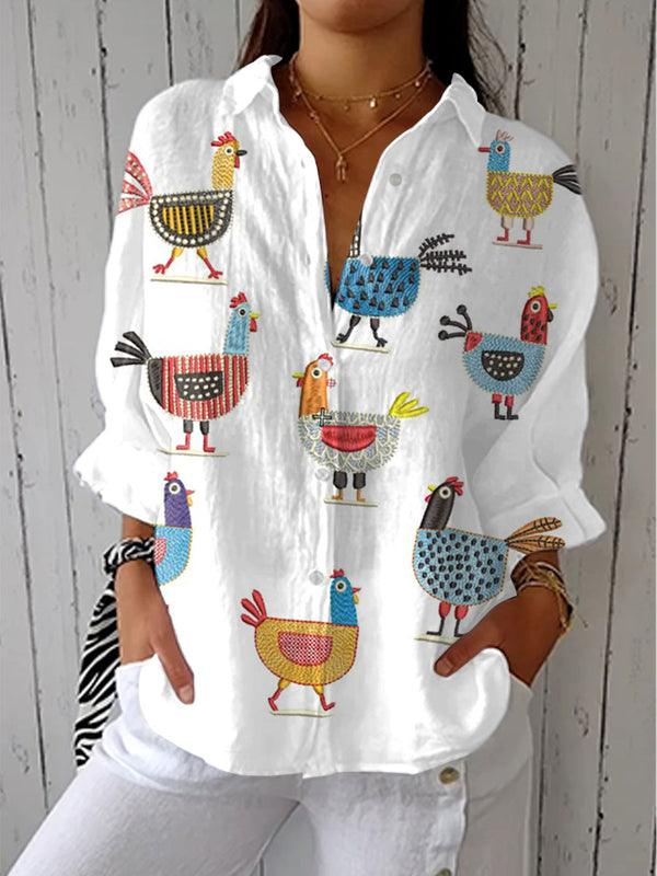 Ingrid™ - Whimsical Hen Blouse