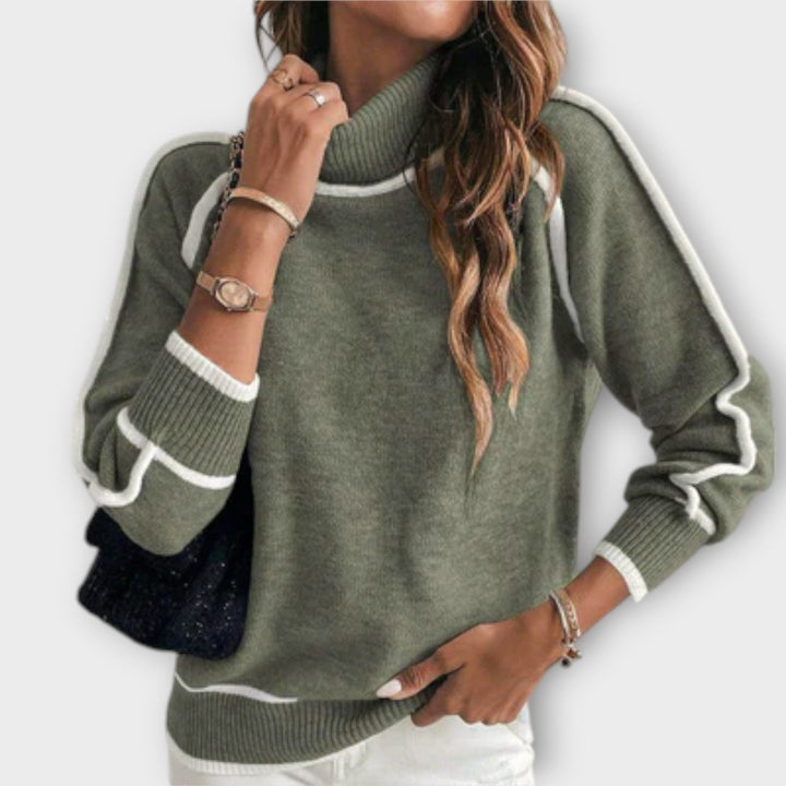 Christine™ - Luxurious Olive Green Knit Sweater