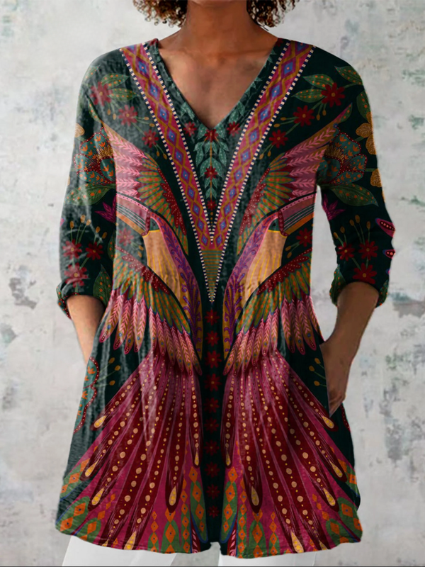 Adrianna™ - Long V-Neck Top