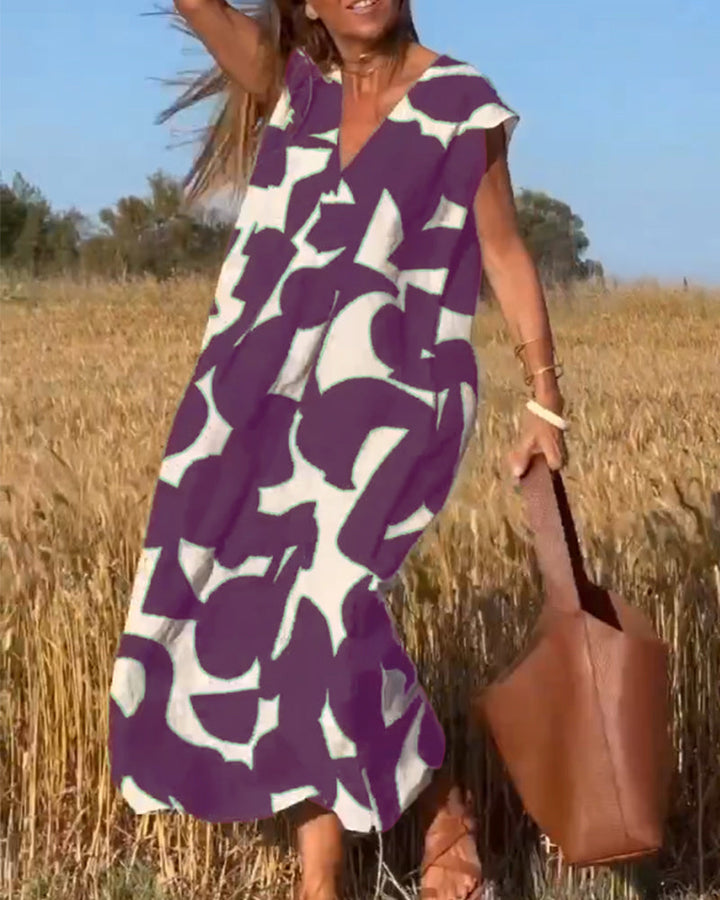 Emeline™ - Printed Dress with V-Neckline