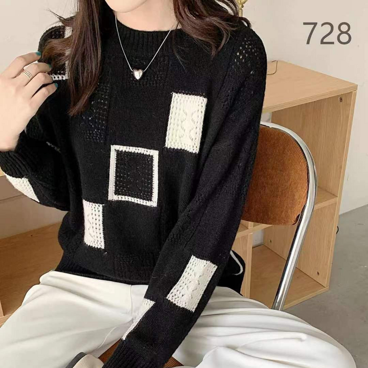 Emma™ - Cozy Geometric Block Sweater