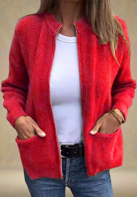 Noémie™ - Chic Cardigan with Zipper Accents