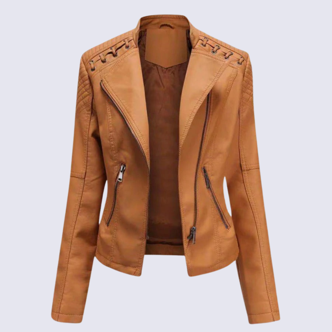 Lena™ - Women's Faux Leather Biker Jacket