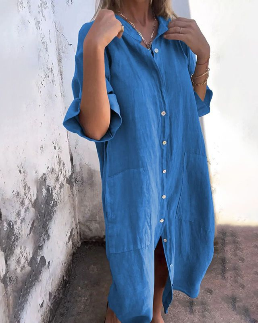 Savannah™ - Embroidered Oversized Boho Shirt Dress